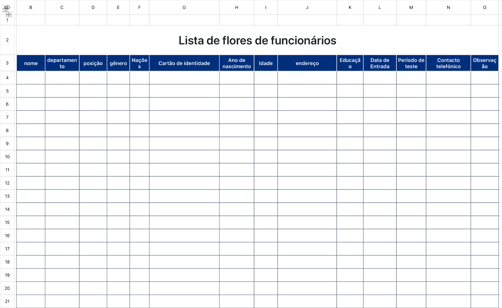 Lista de flores de funcionários